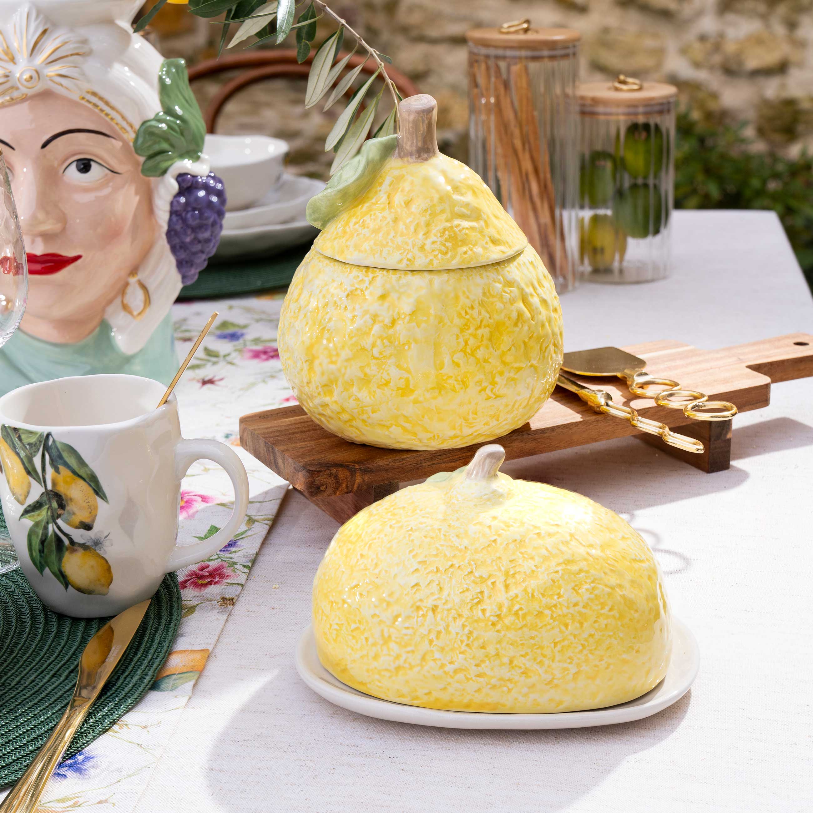 Масленка, 18 см, керамика, овальная, желтая, Лимон, Sicily in bloom