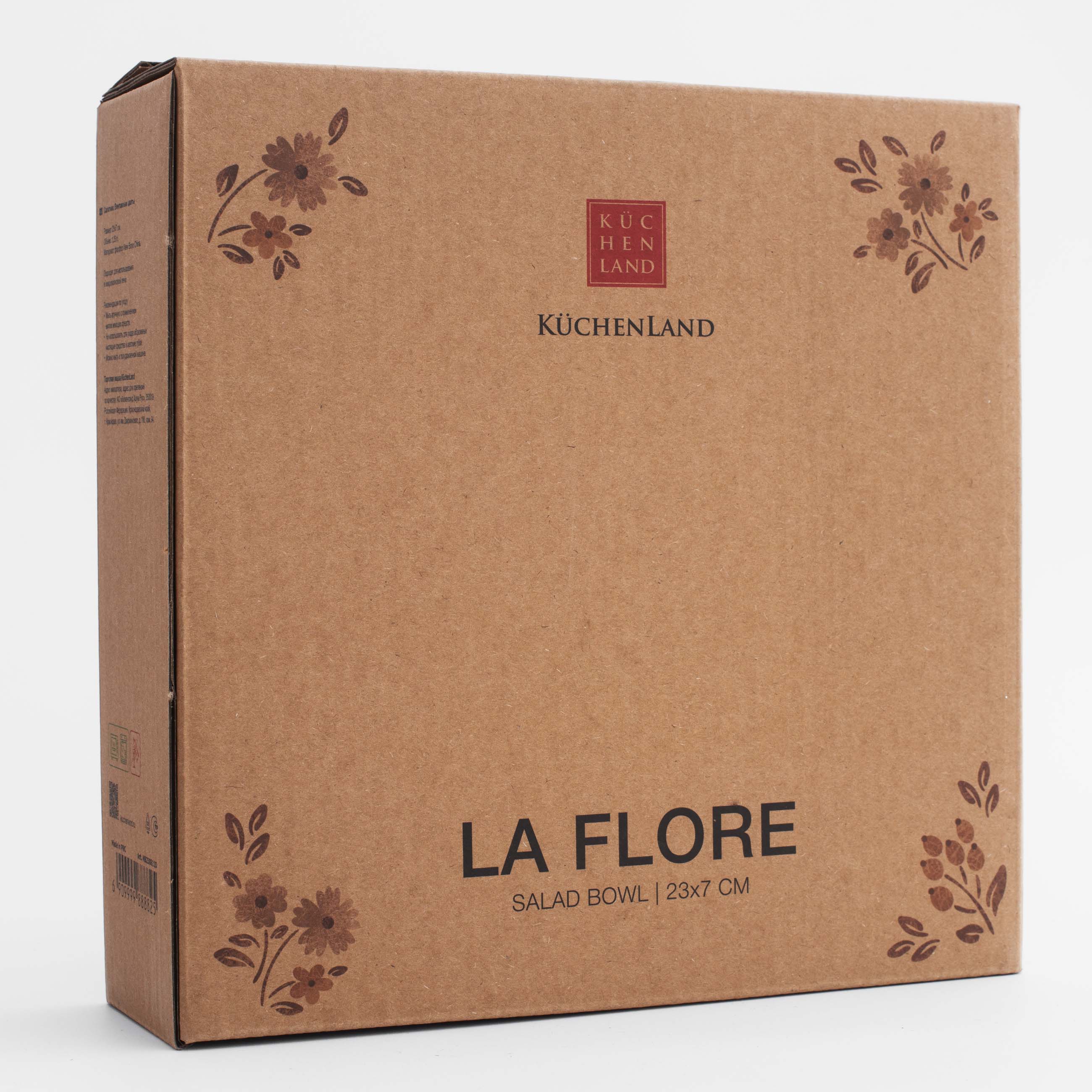 Салатник, 23х7 см, 1,25 л, фарфор N, белый, Винтажные цветы, La flore