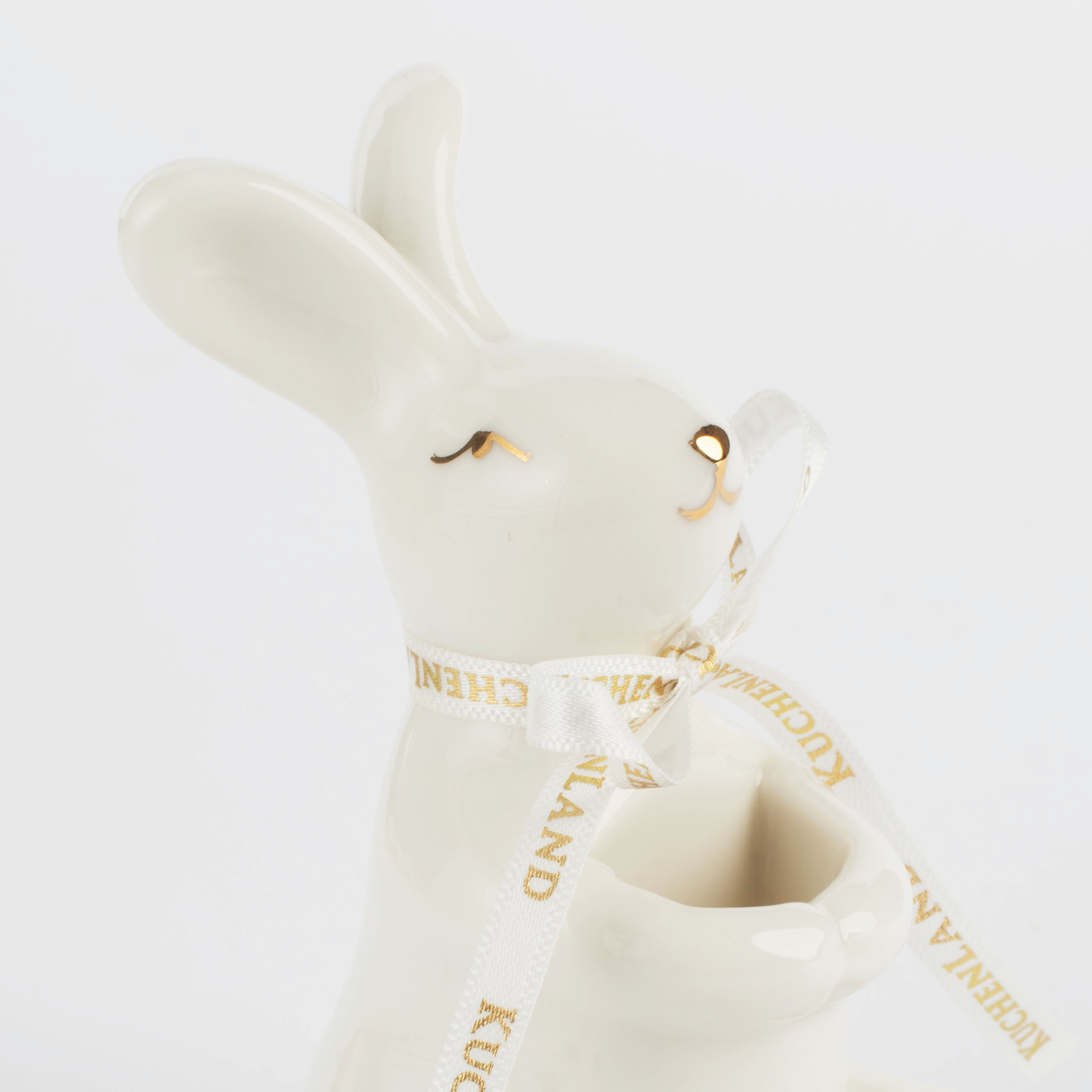 Подставка для зубочисток, 10 см, фарфор P, бело-золотистая, Кролик, Easter gold