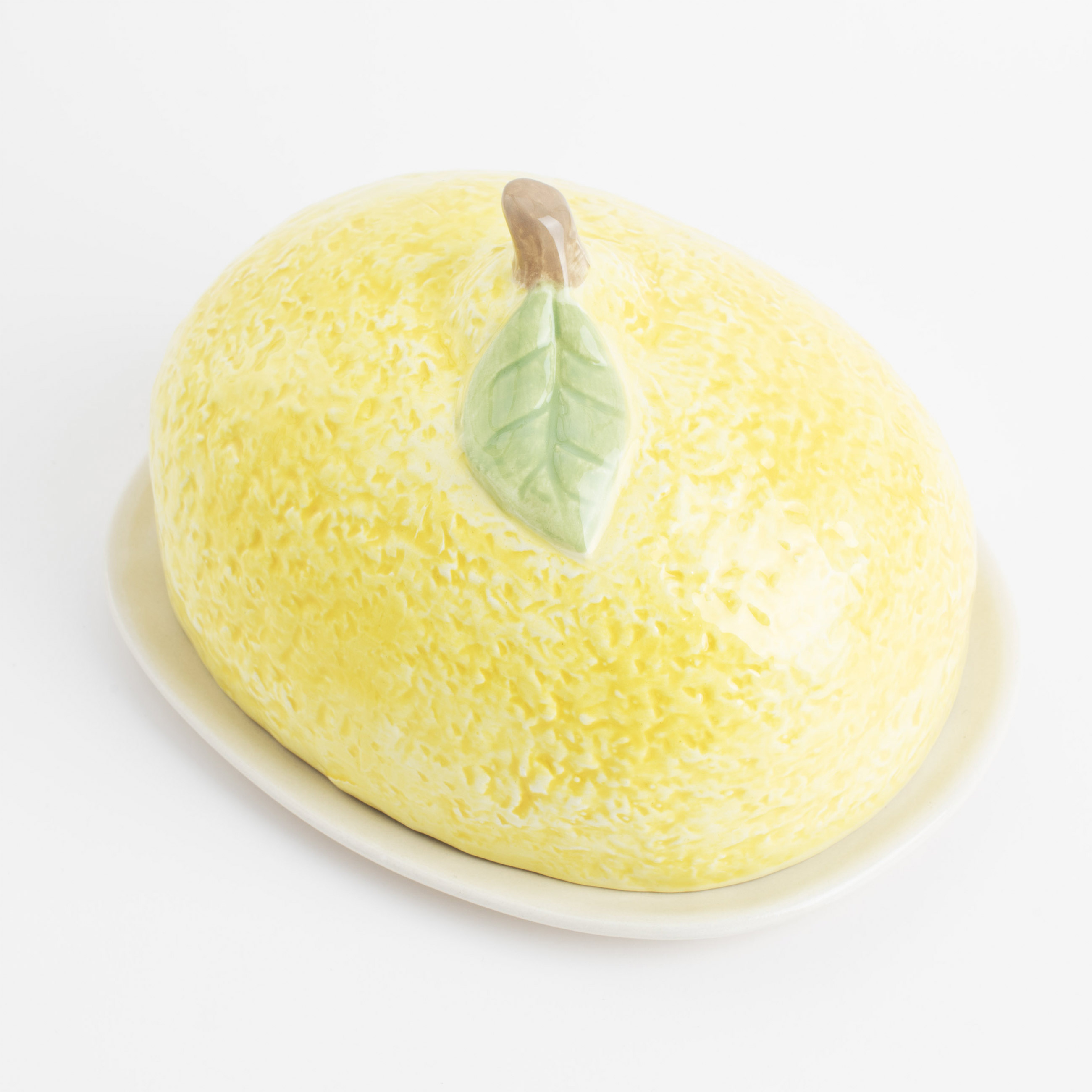 Масленка, 18 см, керамика, овальная, желтая, Лимон, Sicily in bloom