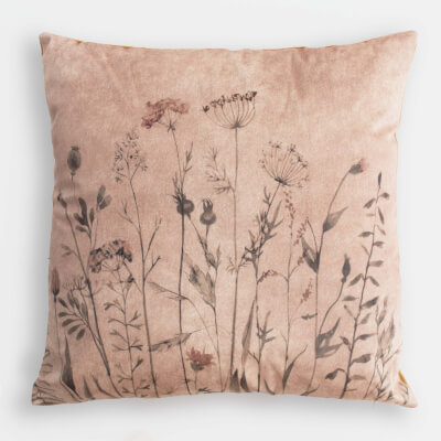 Подушка декоративная, 45х45 см, вельвет, песочная, Полевые цветы, Meadow