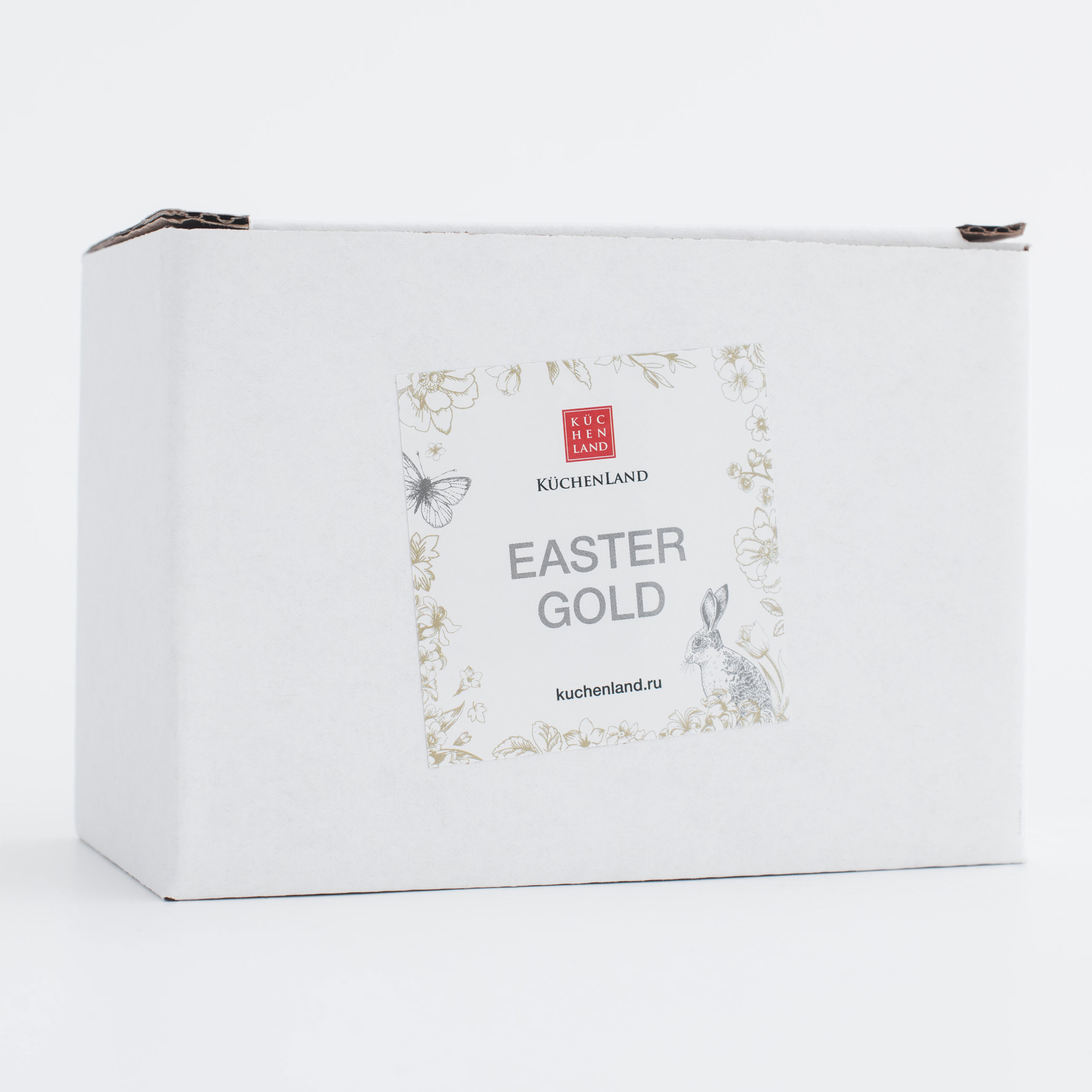 Подставка для яйца, 11 см, керамика, бело-золотистая, Кролик со скорлупой, Easter gold