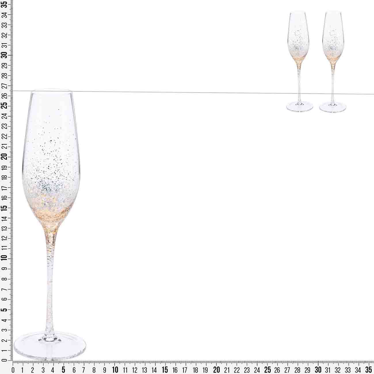 Бокал для шампанского, 210 мл, 2 шт, стекло, золотистый, Patina decor