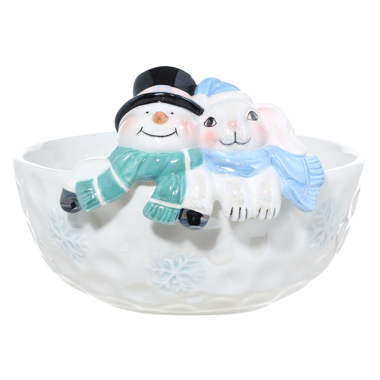 Конфетница, 17х16 см, керамика, белое, перламутр, Снеговик с кроликом, Snowman glaze
Конфетница, 17х16 см, керамика, белое, перламутр, Снеговик с кроликом, Snowman glaze
