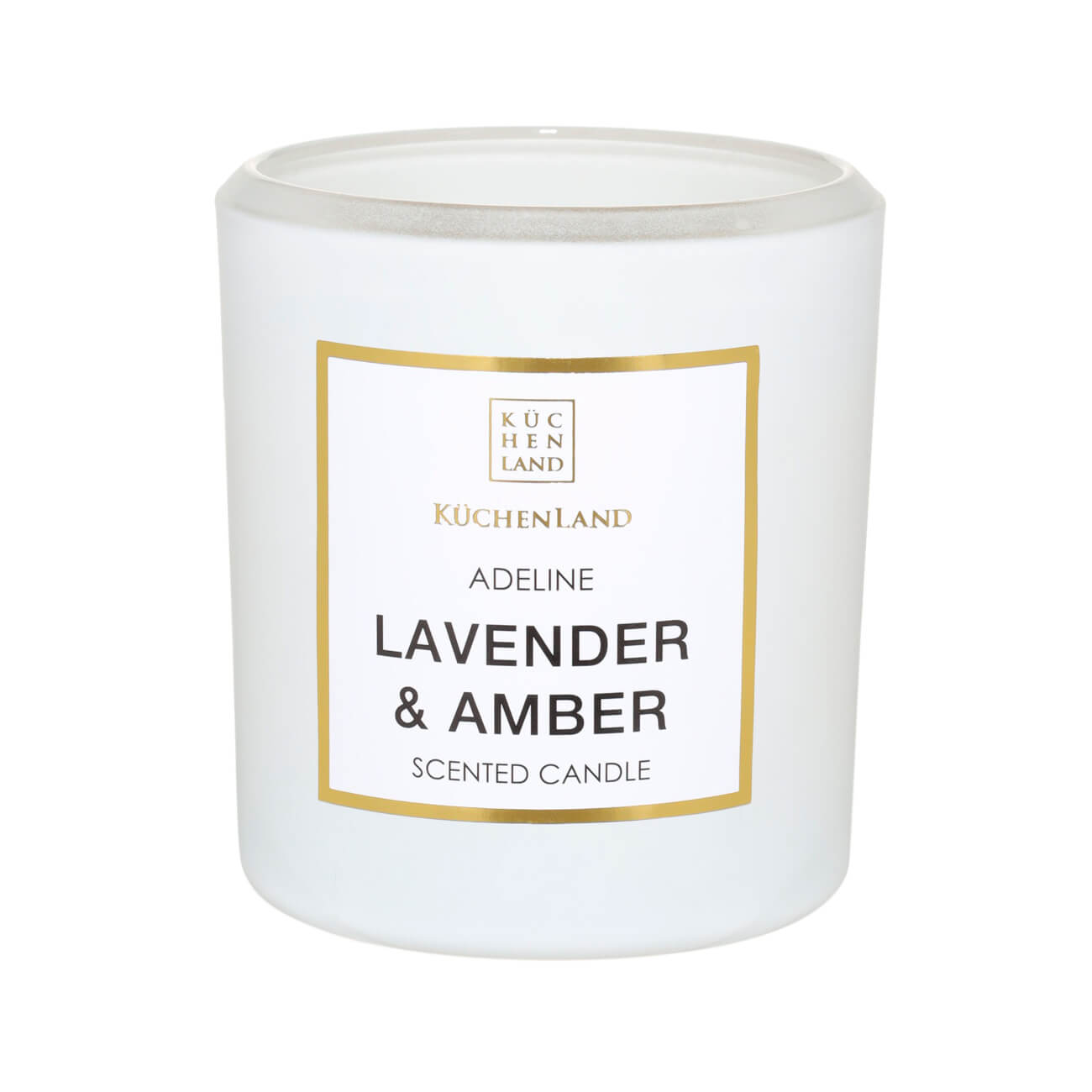 Свеча ароматическая, 10 см, в подсвечнике, белая, Lavender and Amber, Adeline изображение № 1