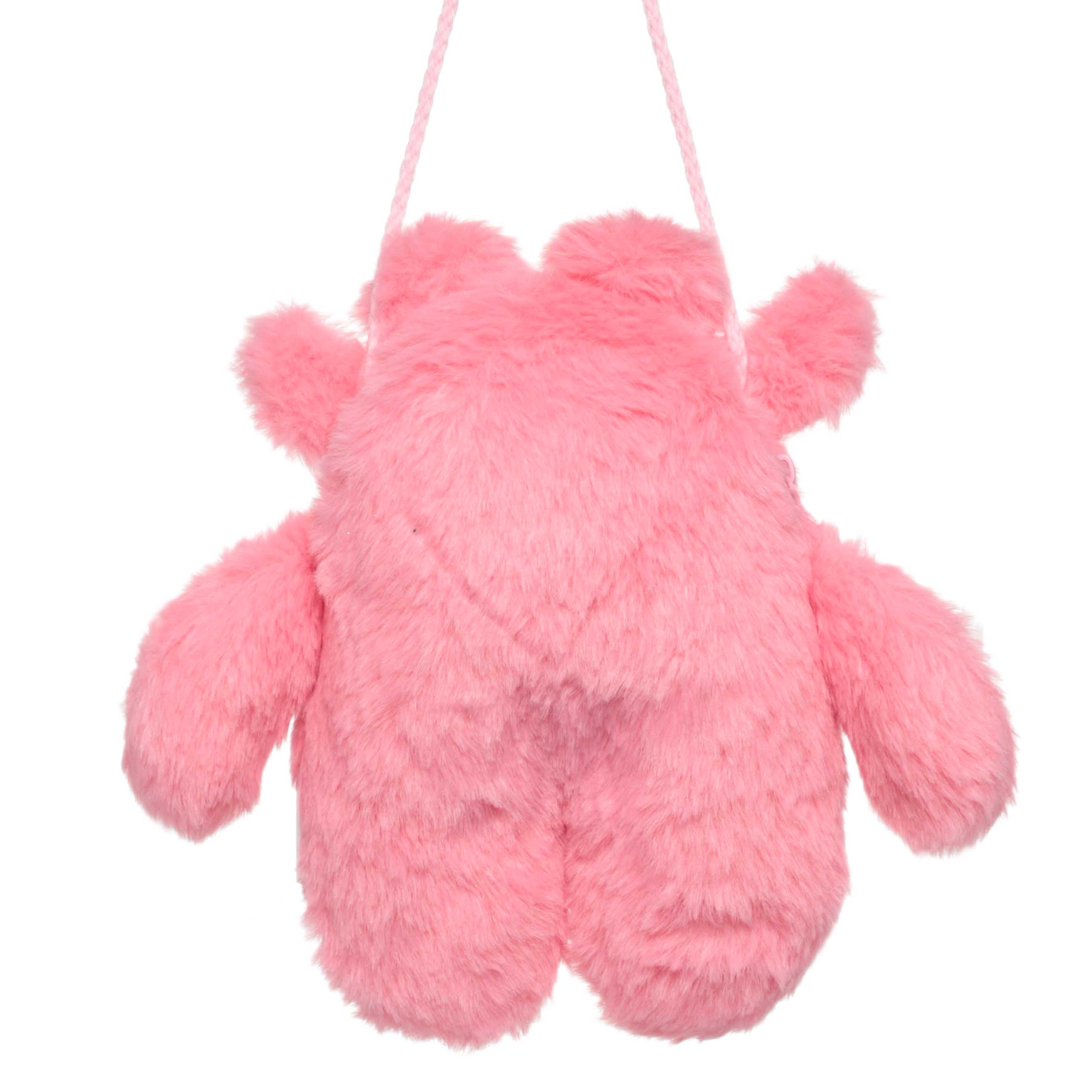 Сумка-игрушка, 25х23 см, искусственный мех, розовая, Монстрик с ушами, Childhood изображение № 3