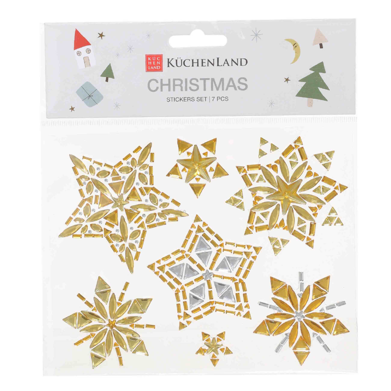 Набор наклеек, 17х13 см, 7 шт, одноразовые, акрил, Звезды из страз, Christmas
Набор наклеек, 17х13 см, 7 шт, одноразовые, акрил, Звезды из страз, Christmas