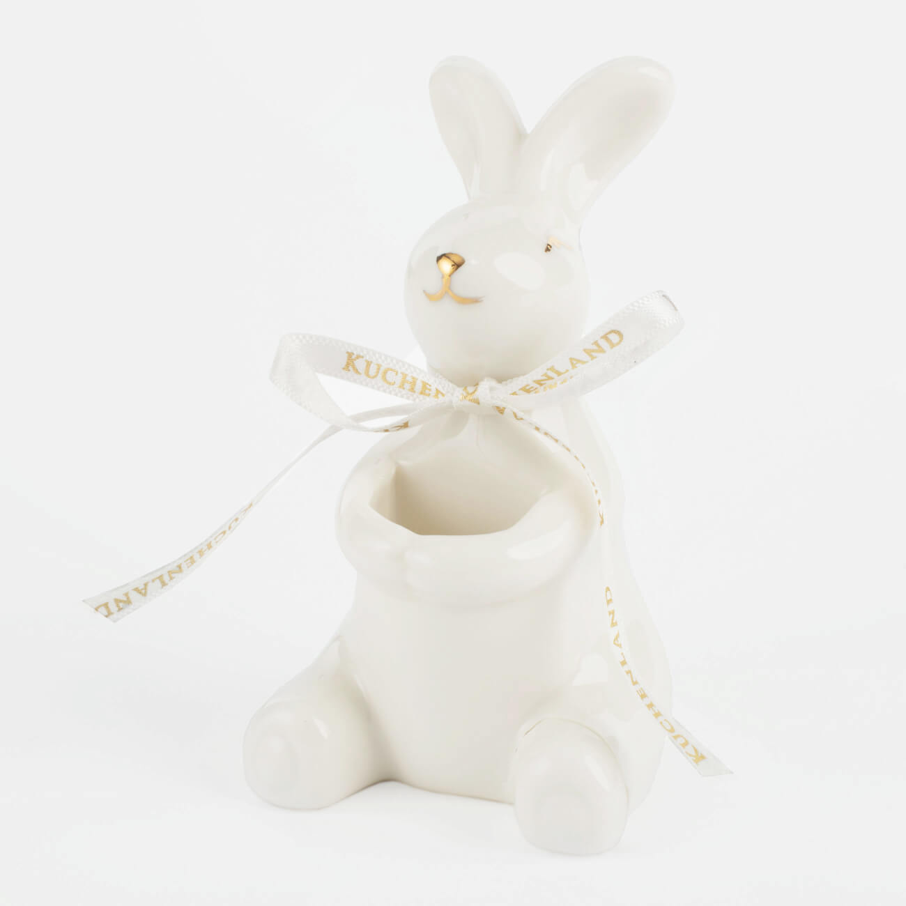 Подставка для зубочисток, 10 см, фарфор P, бело-золотистая, Кролик, Easter gold изображение № 1