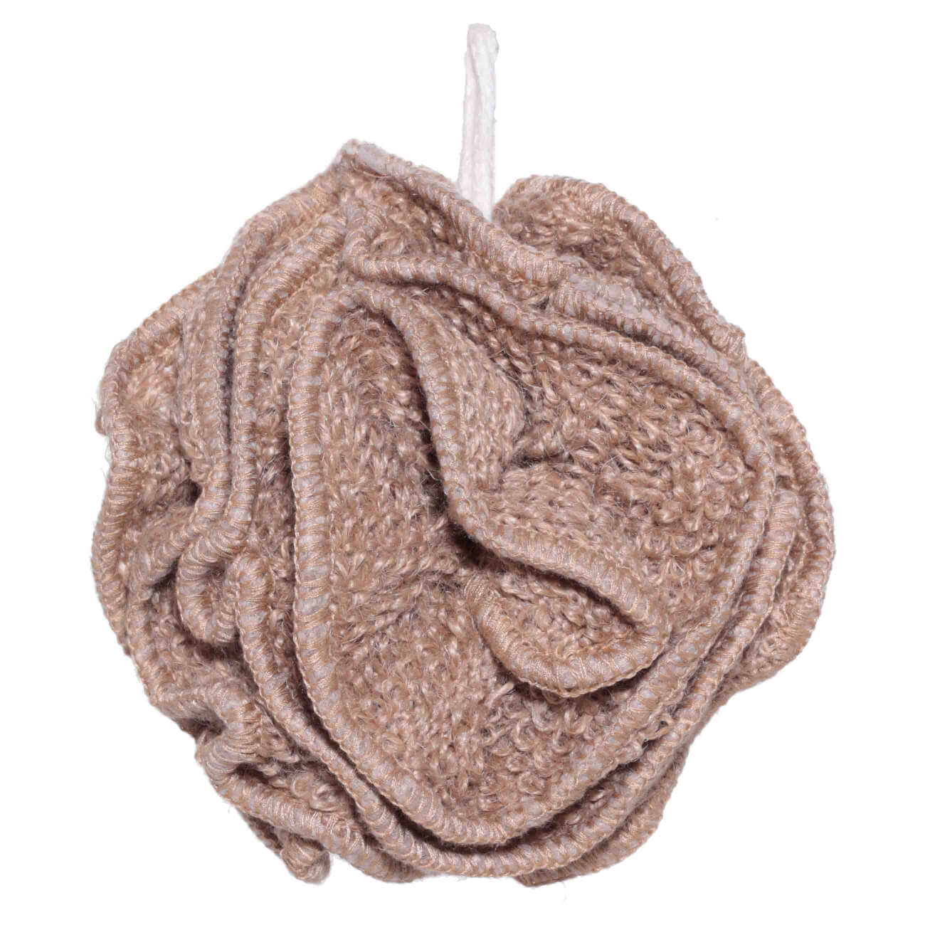 Мочалка для мытья тела, 13 см, конопляное волокно, бежевая, Бант, Eco life изображение № 1