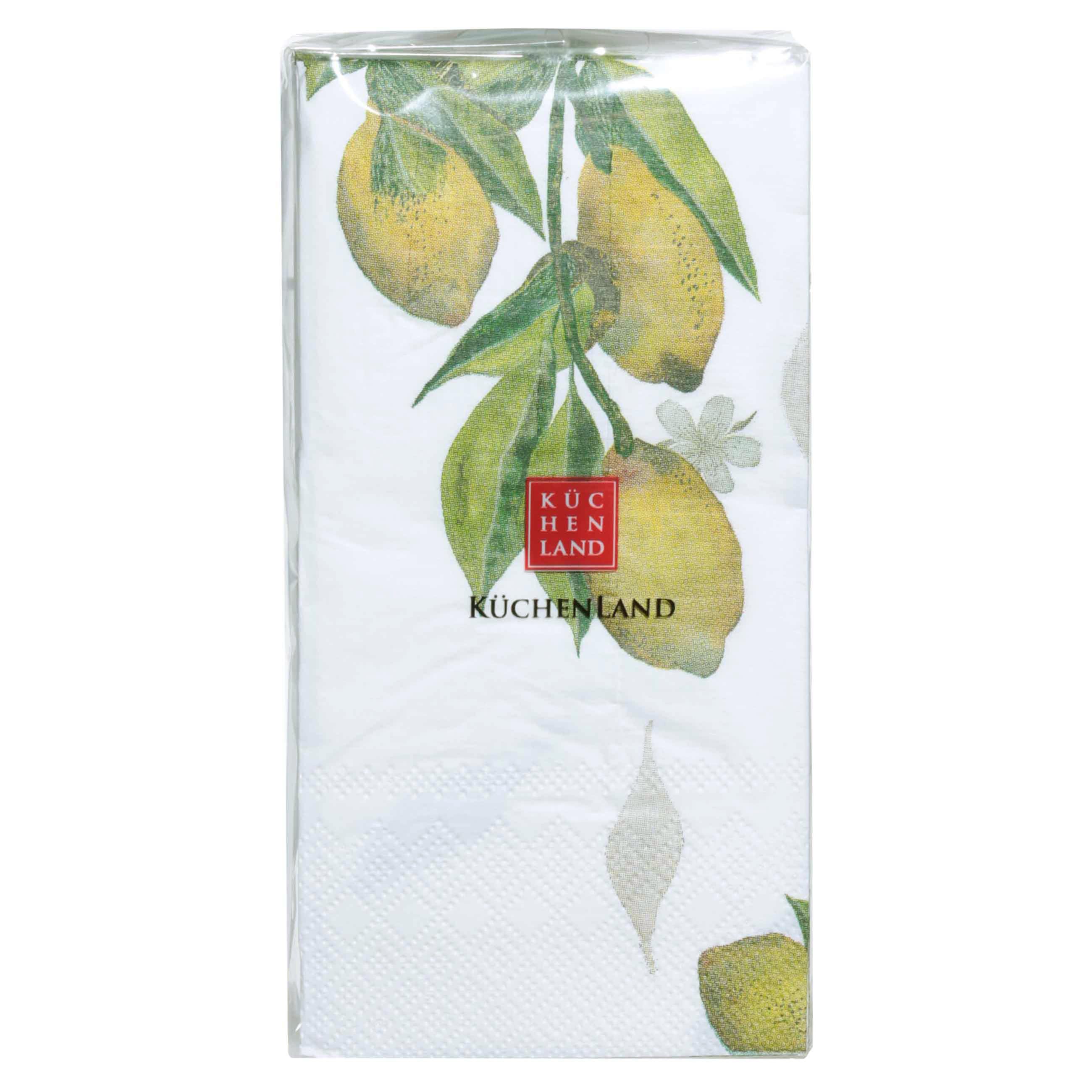 Салфетки бумажные, 33х33 см, 20 шт, прямоугольные, белые, Лимоны на ветке, Sicily in bloom изображение № 3