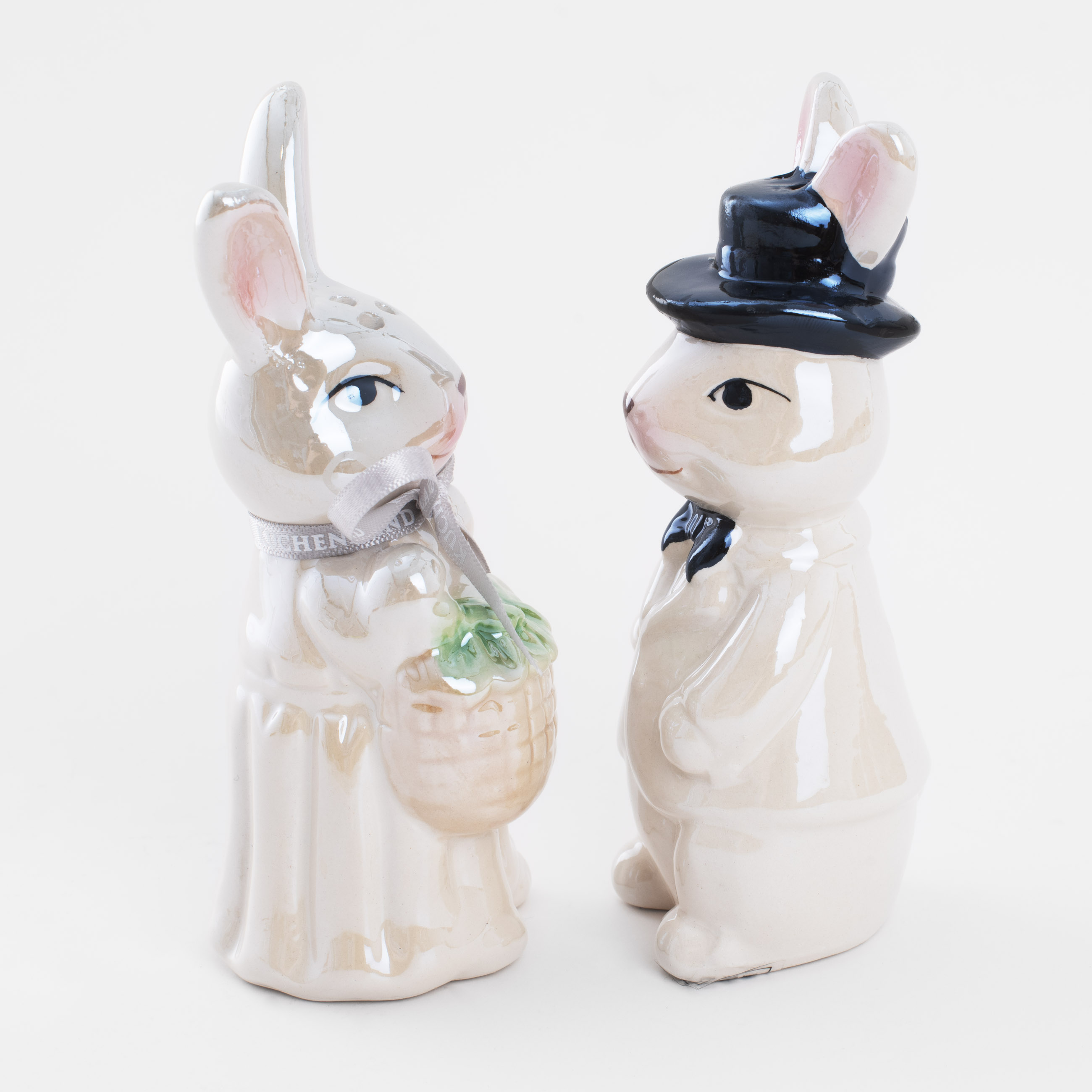 Набор для соли и перца, 13 см, керамика, перламутр, Пара кроликов, Easter blooming изображение № 3