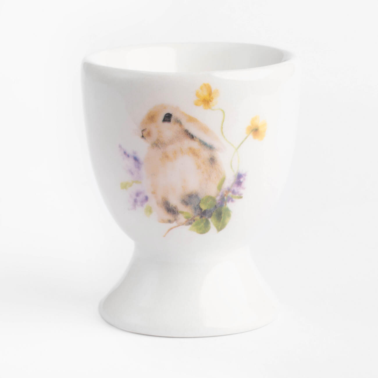 Подставка для яйца, 6 см, керамика, белая, Кролик в цветах, Easter изображение № 1