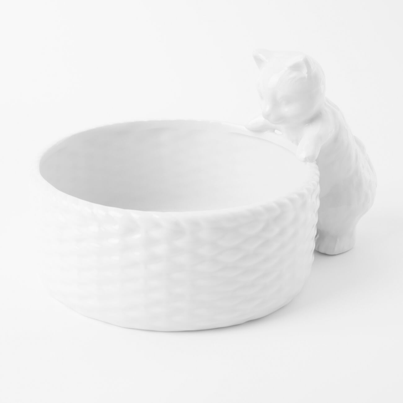 Конфетница, 23х13 см, керамика, белая, Кот с корзиной, Kitten изображение № 1