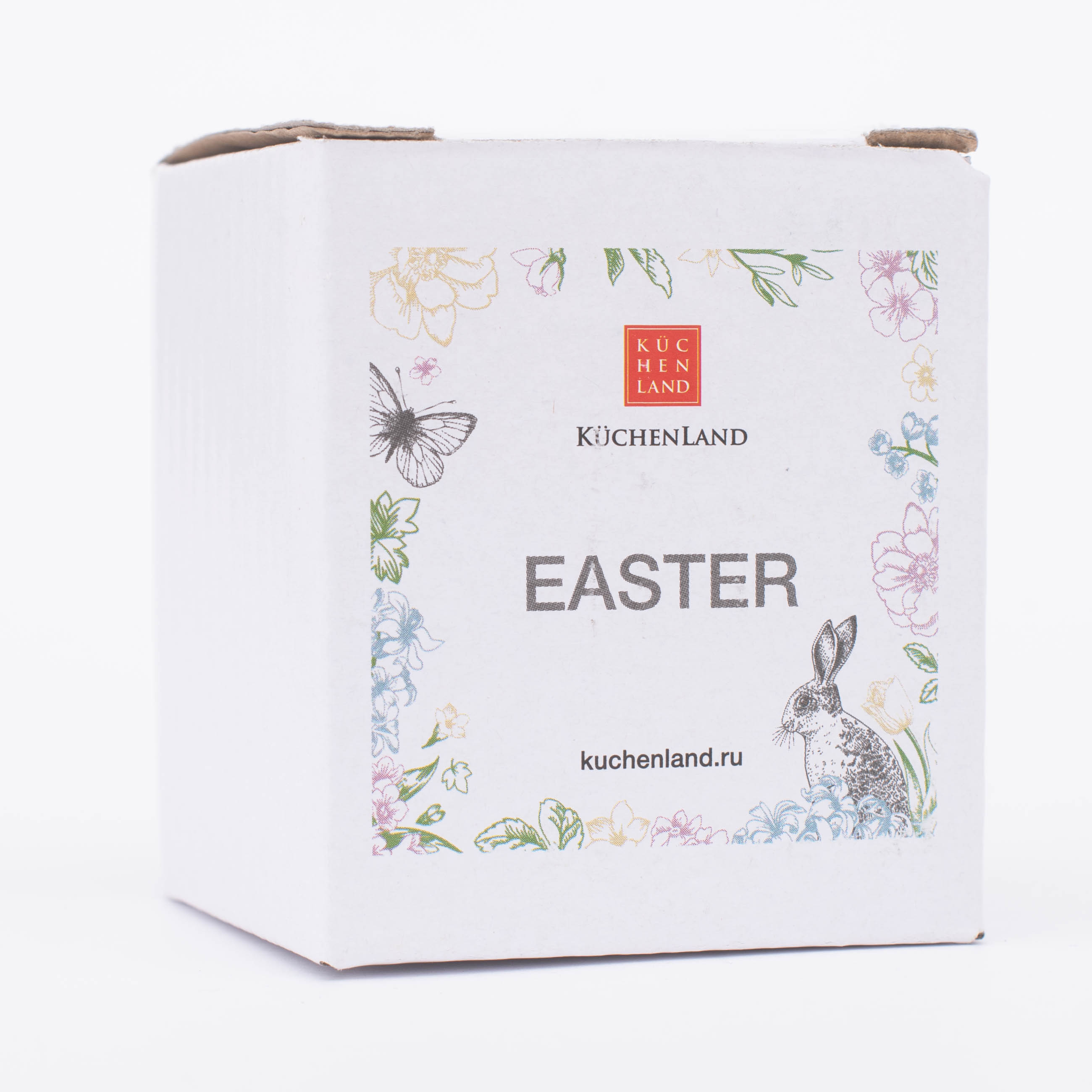 Подставка для яйца, 6 см, керамика, белая, Кролик в цветах, Easter изображение № 6