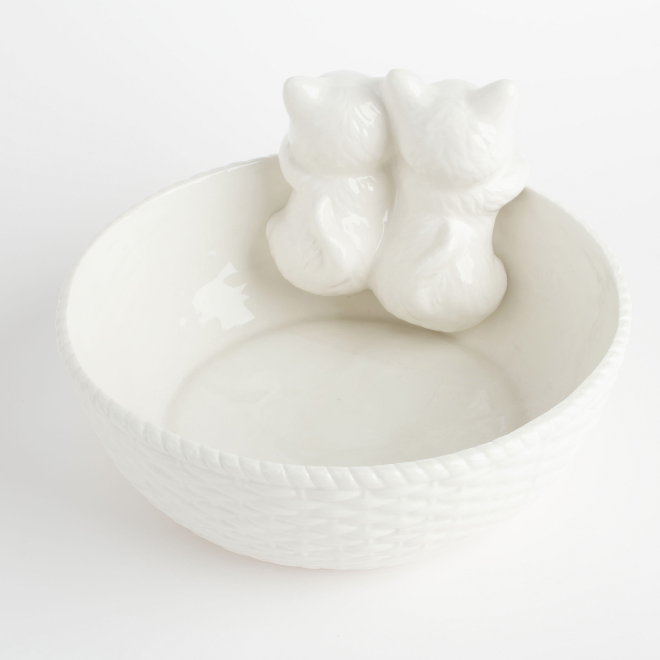 Блюдо глубокое, 24х13 см, керамика, белое, Коты в корзине, Kitten изображение № 3
