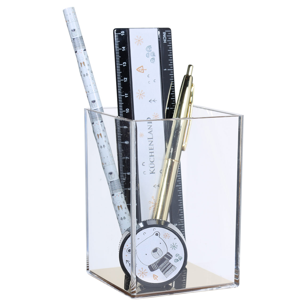 Подставка для канцелярских принадлежностей, 8х10 см, акрил, золотистое дно, Stationery gold
Подставка для канцелярских принадлежностей, 8х10 см, акрил, золотистое дно, Stationery gold