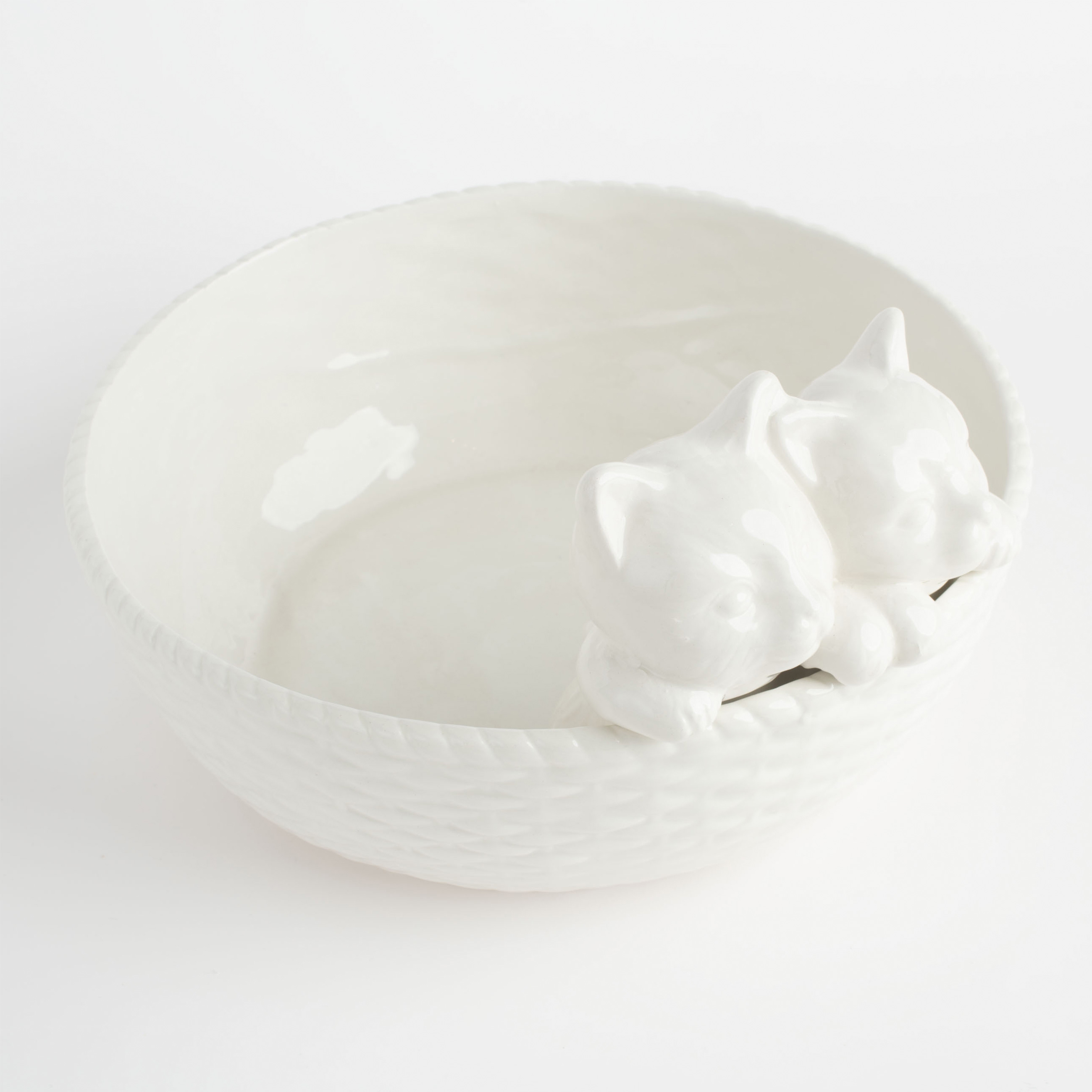 Блюдо глубокое, 24х13 см, керамика, белое, Коты в корзине, Kitten изображение № 2