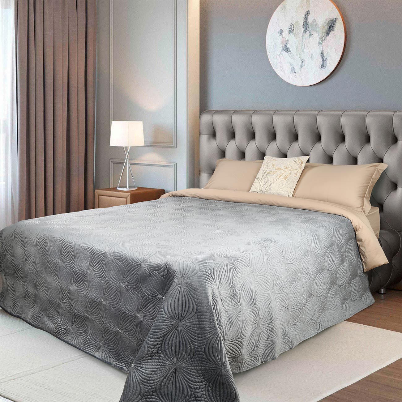 Покрывало, 220х240 см, стеганое, вельвет/микрофибра, серое, Лепестки, Colmar, Stitch Velvet
Покрывало, 220х240 см, стеганое, вельвет/микрофибра, серое, Лепестки, Colmar, Stitch Velvet