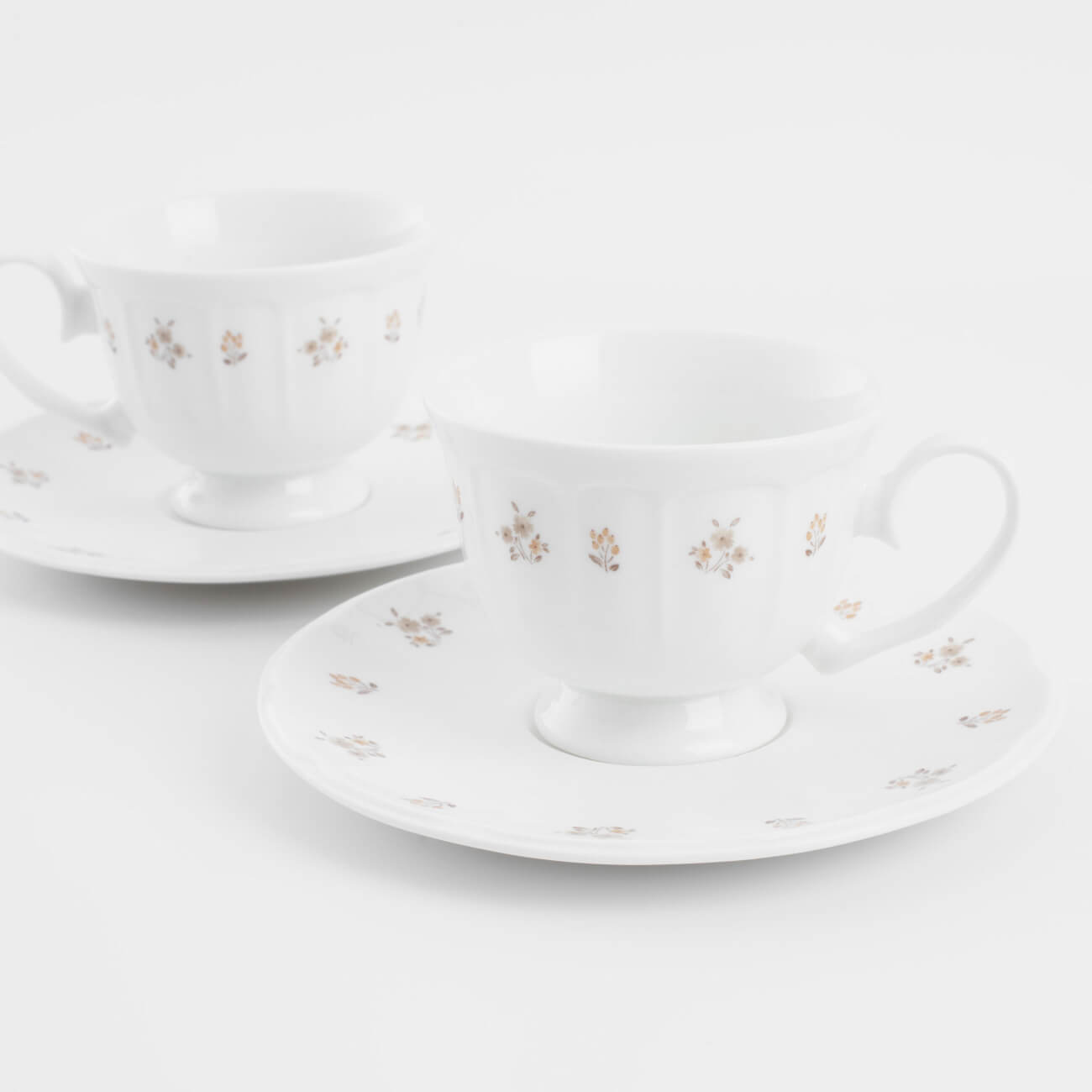 Пара чайная, 2 перс, 4 пр, 180 мл, фарфор N, белая, Винтажные цветы, La flore изображение № 1