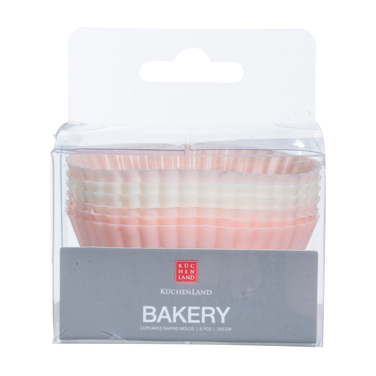 Форма для выпечки кексов, 7х3 см, 6 шт, силикон, бежевая/розовая/белая, Bakery изображение № 2