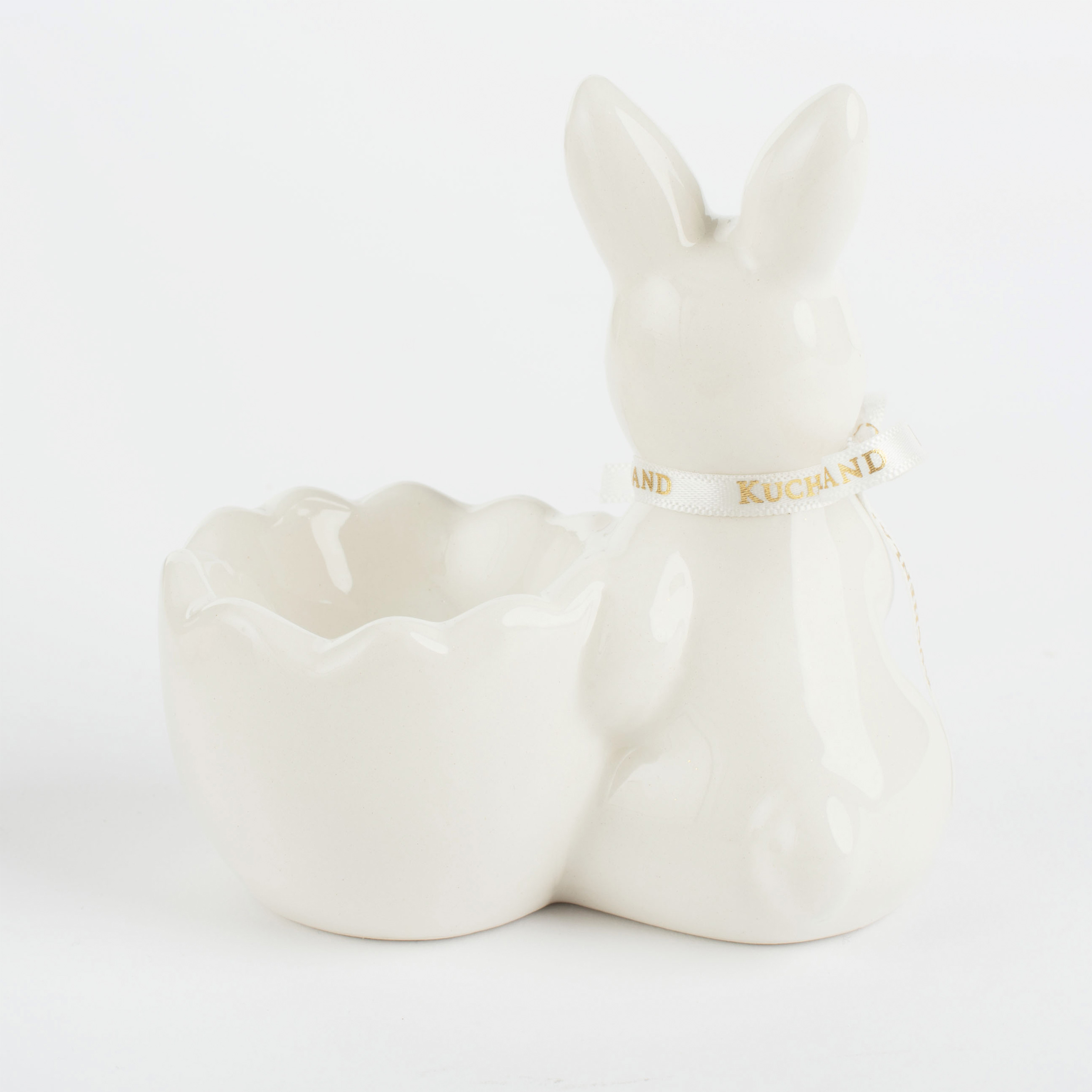 Подставка для яйца, 10 см, керамика, бело-золотистая, Кролик со скорлупкой, Easter gold изображение № 4