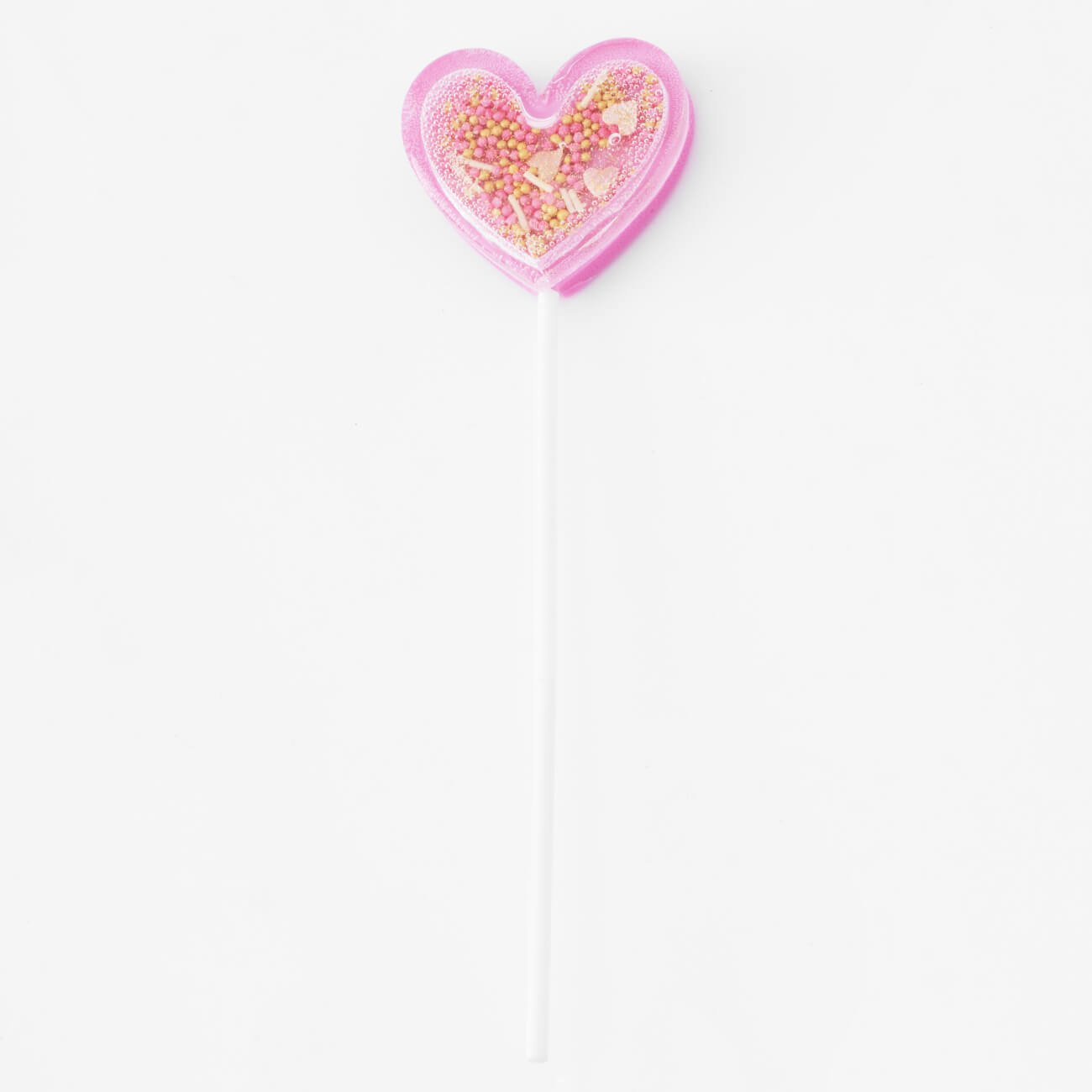 Леденец, 30 гр, погремушка, на палочке, изомальт, розовый, Сердце, Heart изображение № 1