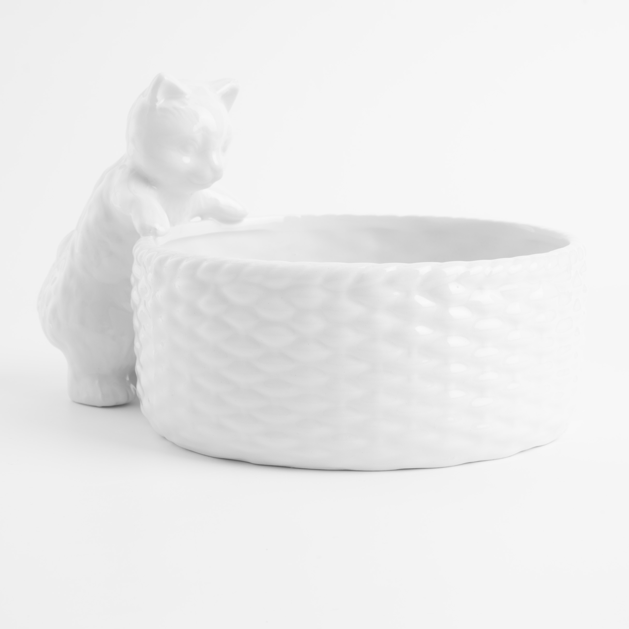 Конфетница, 23х13 см, керамика, белая, Кот с корзиной, Kitten изображение № 2