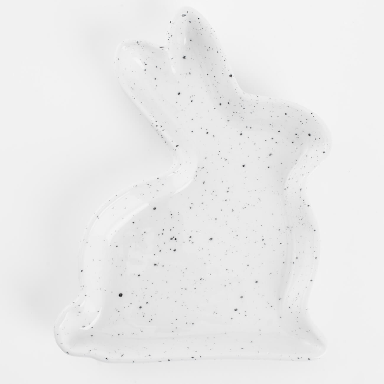 Блюдо, 22х16 см, керамика, молочное, в крапинку, Кролик, Natural Easter изображение № 1