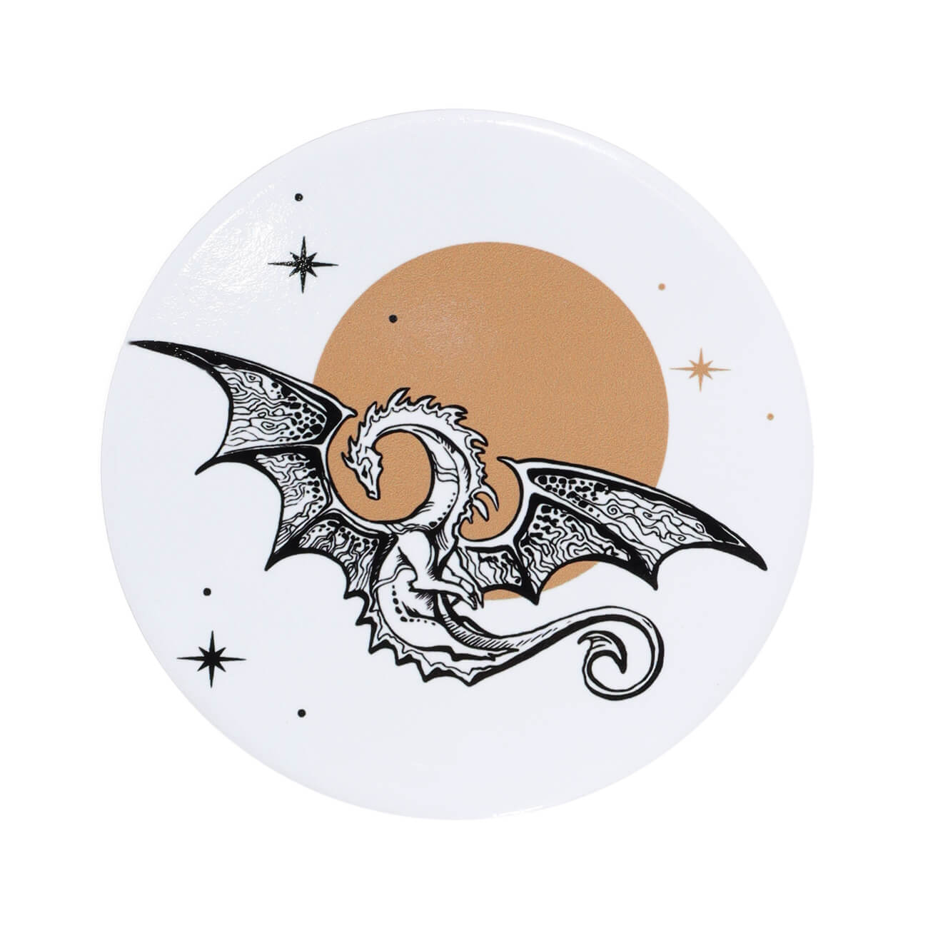 Подставка под кружку, 11 см, керамика/пробка, круглая, Дракон и звездное небо, Dragon rainira изображение № 1