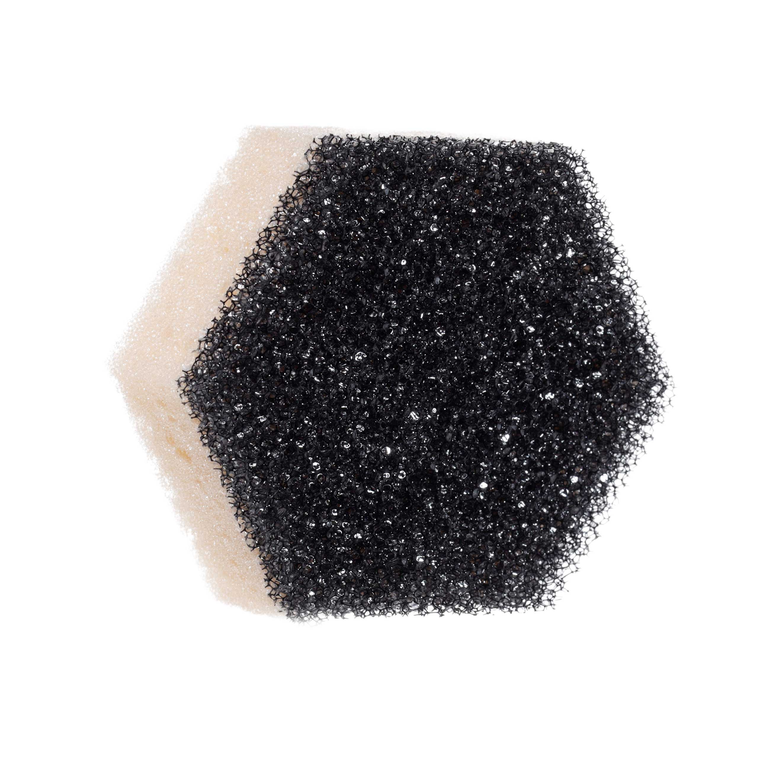 Губка для мытья посуды, 9х8 см, 3 шт, поролон/абразив, черно-бежевая, Black clean изображение № 3