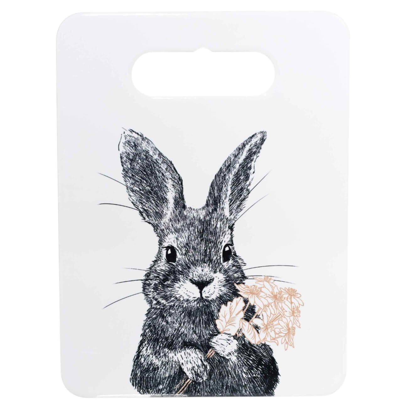Подставка под горячее, 18x24 см, керамика/пробка, прямоугольная, белая, Кролик, Easter blooming изображение № 1