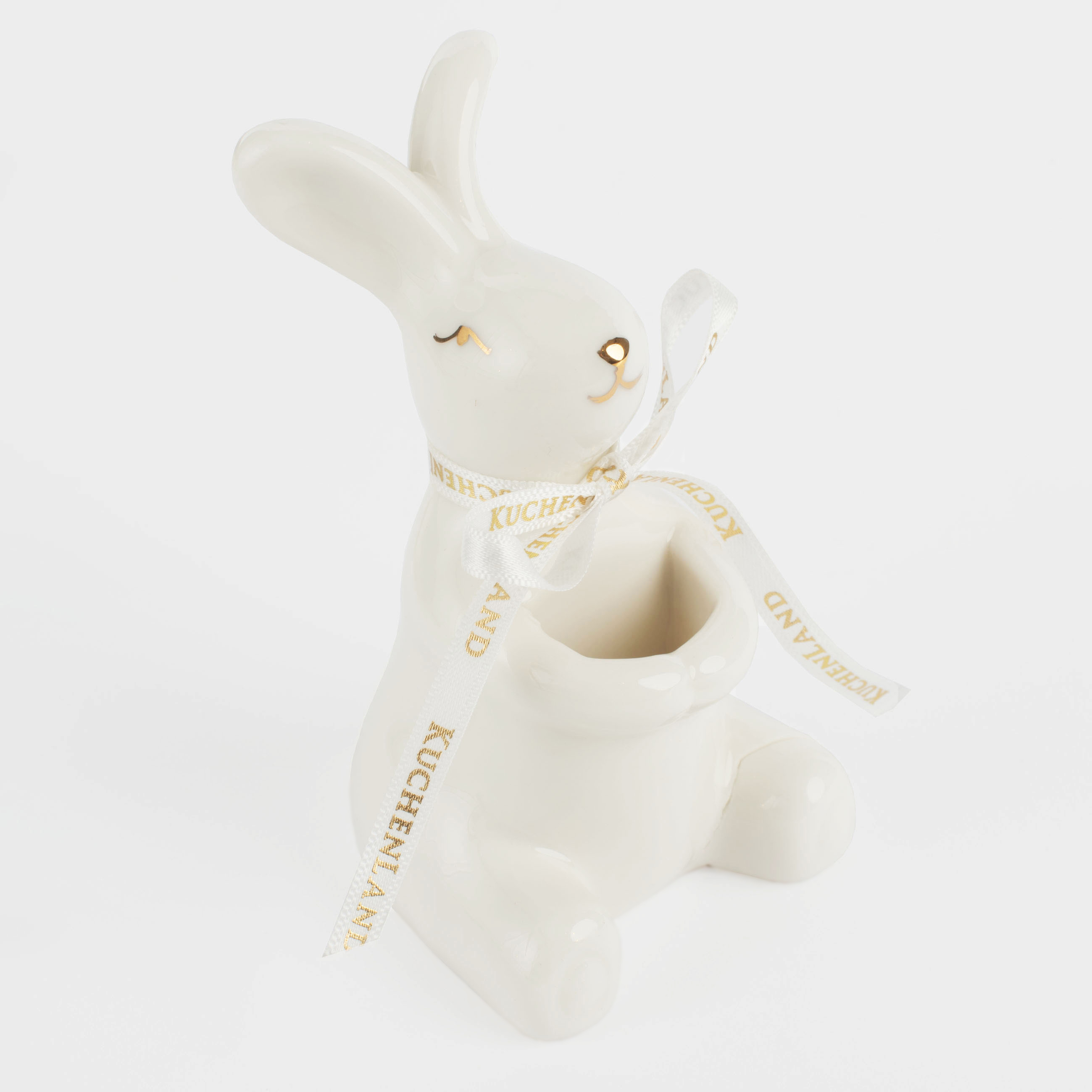 Подставка для зубочисток, 10 см, фарфор P, бело-золотистая, Кролик, Easter gold изображение № 3