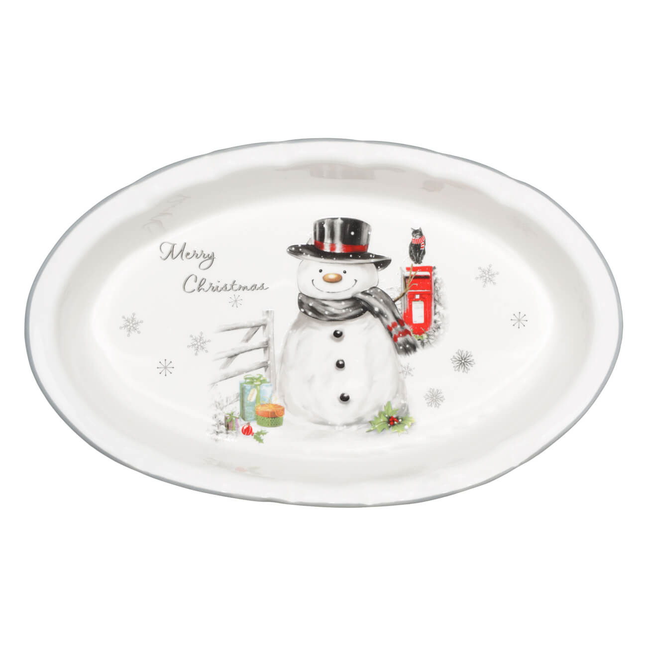 Блюдо, 28х17 см, керамика, овальное, белое, Снеговик в шляпе, Friendly snowman
Блюдо, 28х17 см, керамика, овальное, белое, Снеговик в шляпе, Friendly snowman