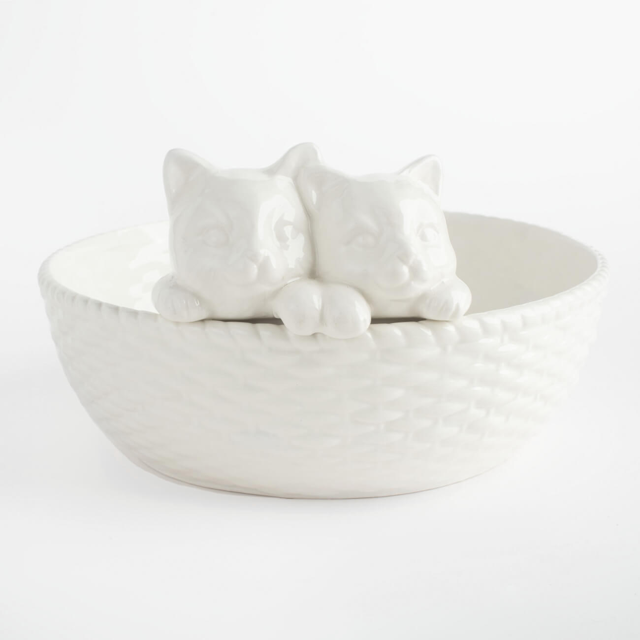 Блюдо глубокое, 24х13 см, керамика, белое, Коты в корзине, Kitten изображение № 1