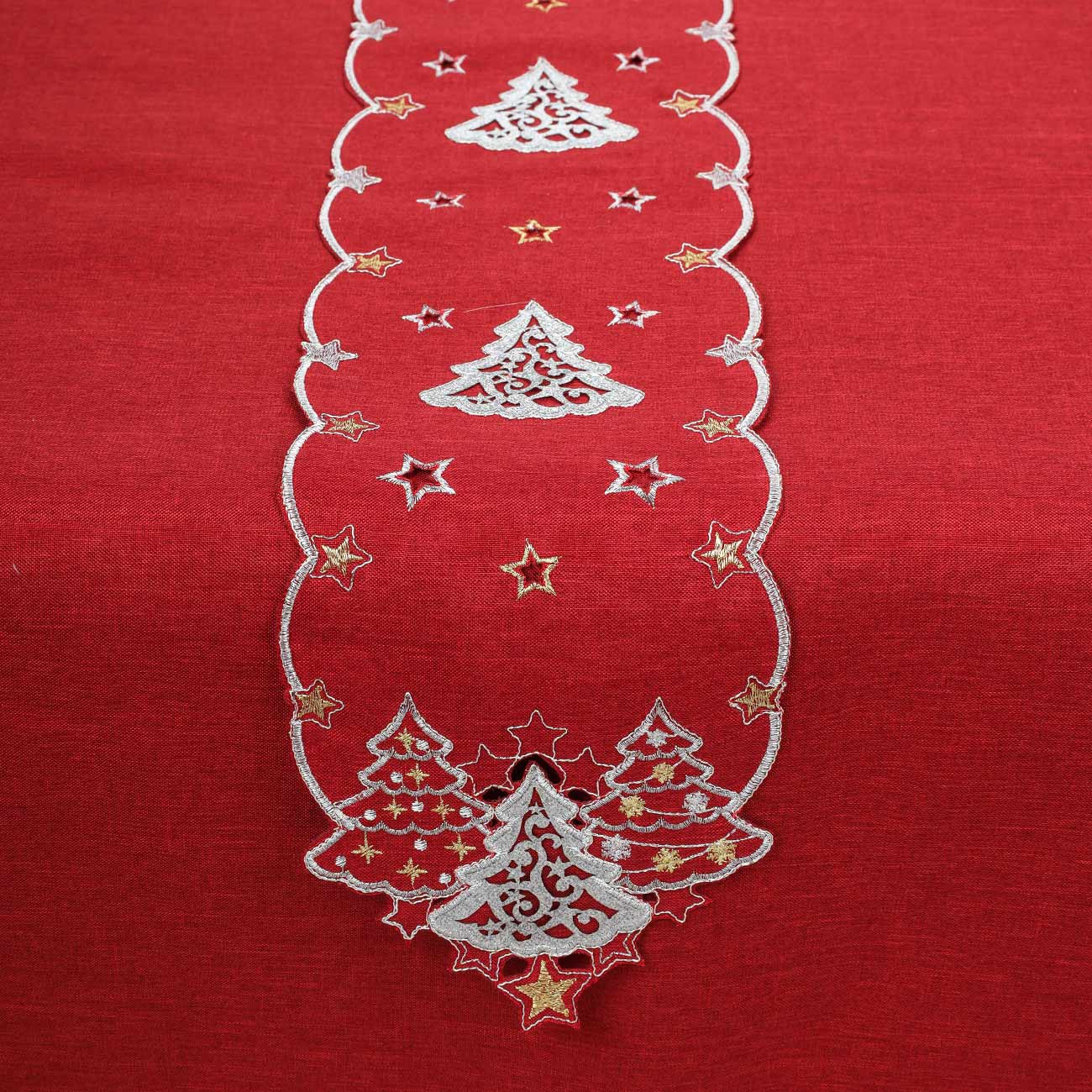 Дорожка настольная, 20х160 см, полиэстер, красная, Ажурные елки, Shiny fir
Дорожка настольная, 20х160 см, полиэстер, красная, Ажурные елки, Shiny fir