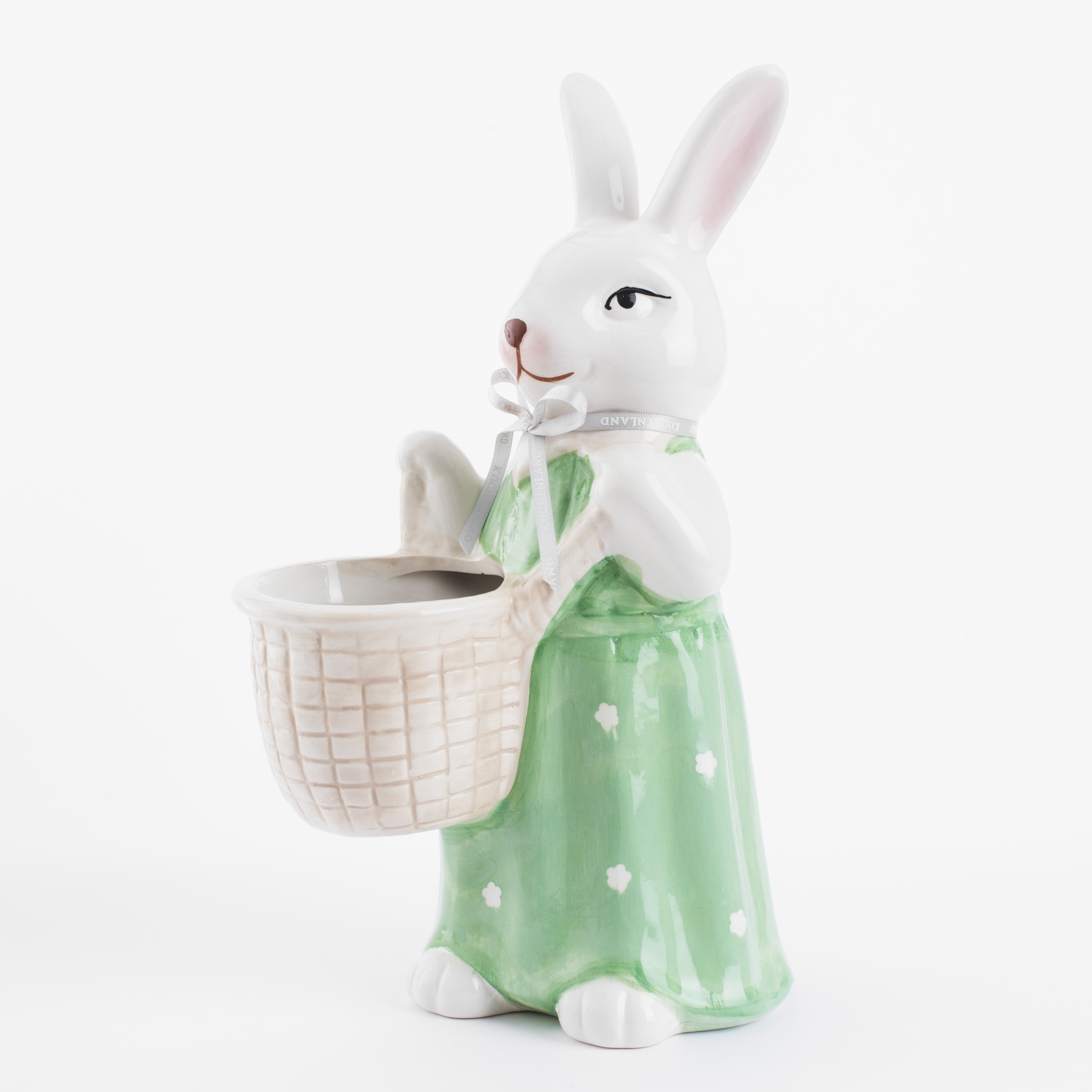 Ваза для цветов, 31 см, декоративная, керамика, Крольчиха с корзиной, Easter blooming изображение № 2