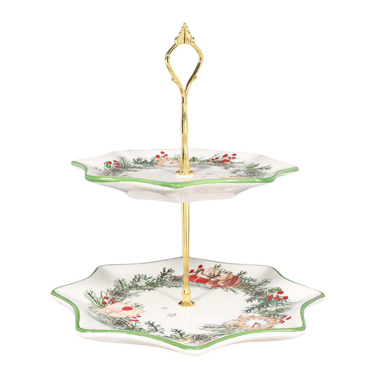 Подставка для пирожных, 25х20/24 см, 2 яруса, керамика/металл, Венок, Christmas green
Подставка для пирожных, 25х20/24 см, 2 яруса, керамика/металл, Венок, Christmas green