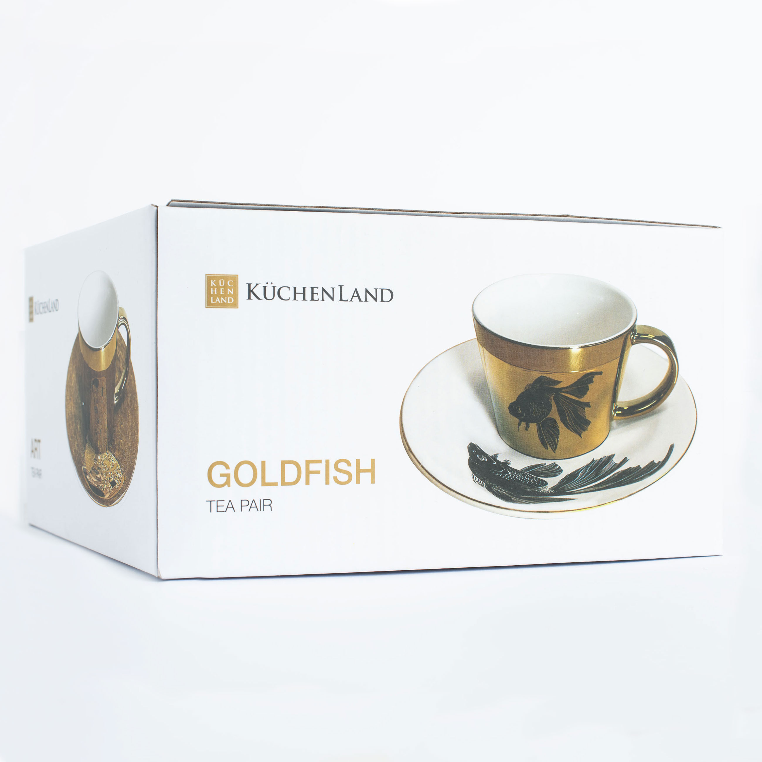 Пара чайная, 1 перс, 2 пр, 230 мл, фарфор P, бело-золотистая, Рыбка, Goldfish изображение № 7