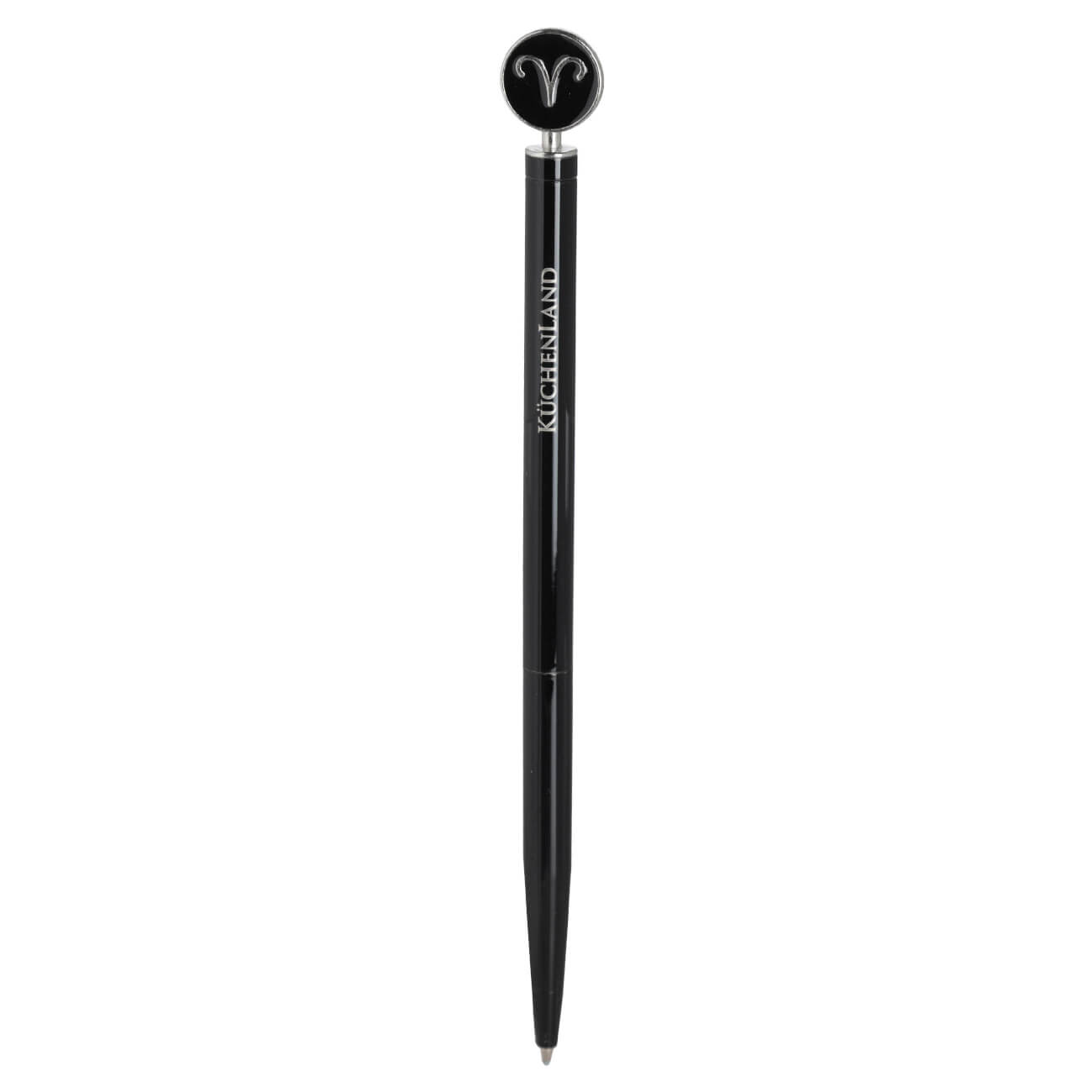 Ручка шариковая, 15 см, с фигуркой, сталь, черно-серебристая, Овен, Zodiac изображение № 1