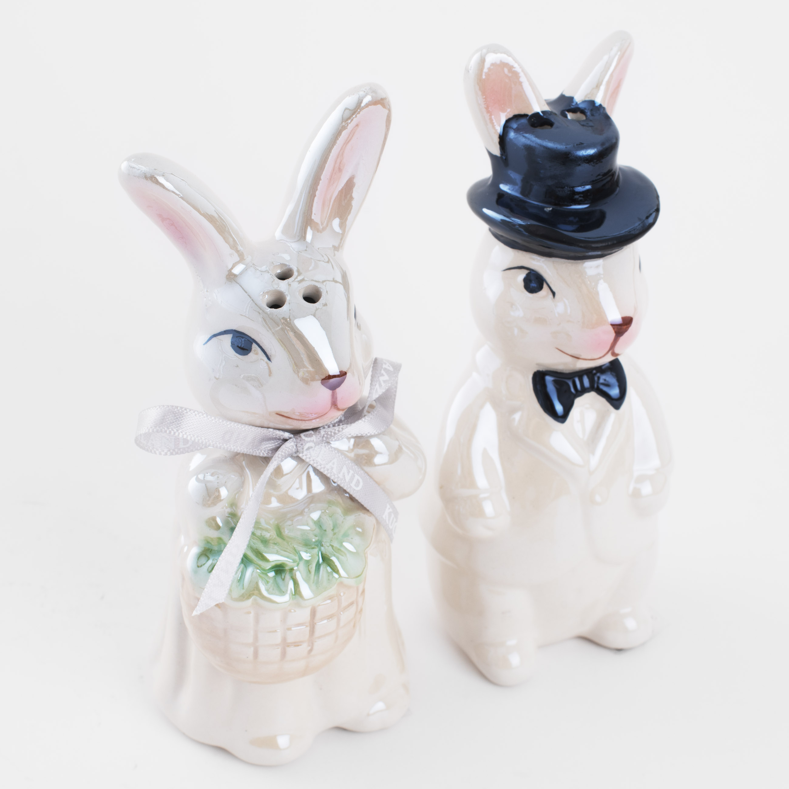 Набор для соли и перца, 13 см, керамика, перламутр, Пара кроликов, Easter blooming изображение № 2