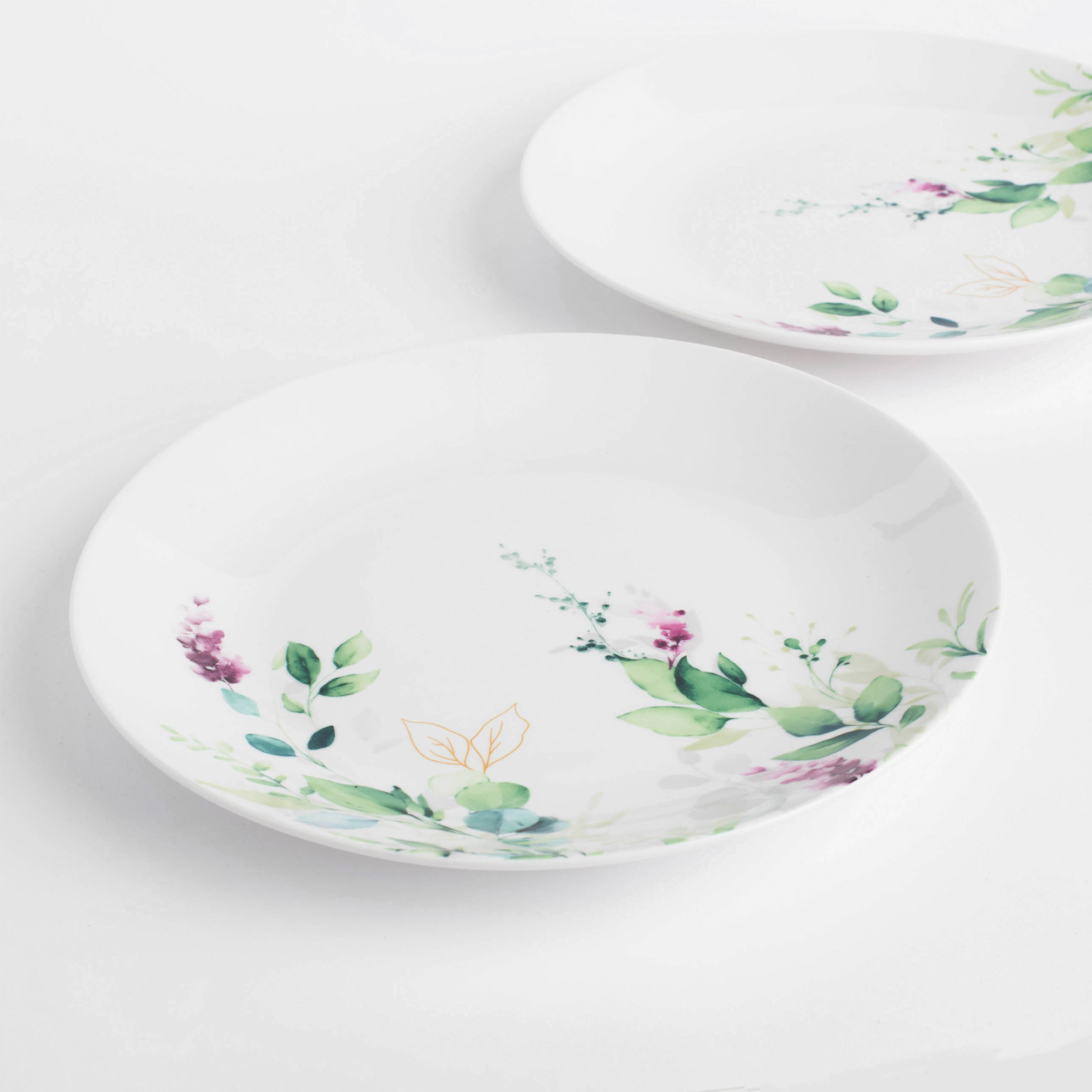 Тарелка закусочная, 23 см, 2 шт, фарфор N, белый, Акварельные цветы, Senetti изображение № 3