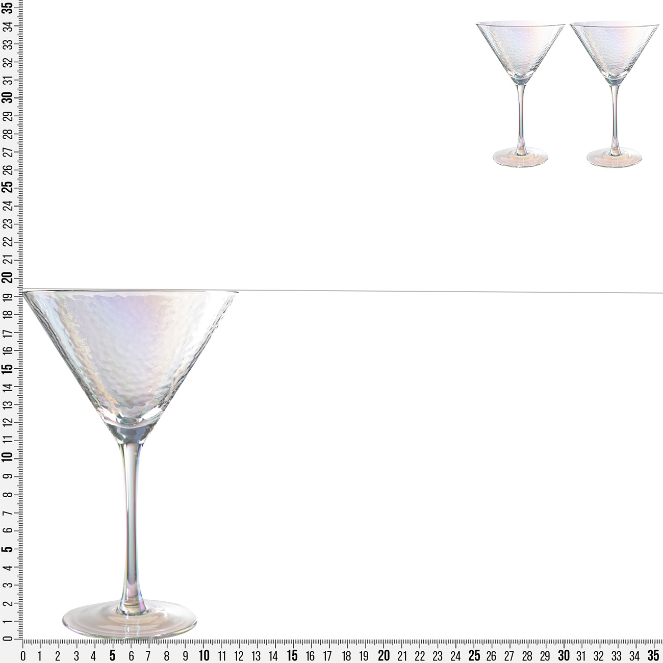 Бокал для мартини, 250 мл, 2 шт, стекло, перламутр, Ripply polar изображение № 8