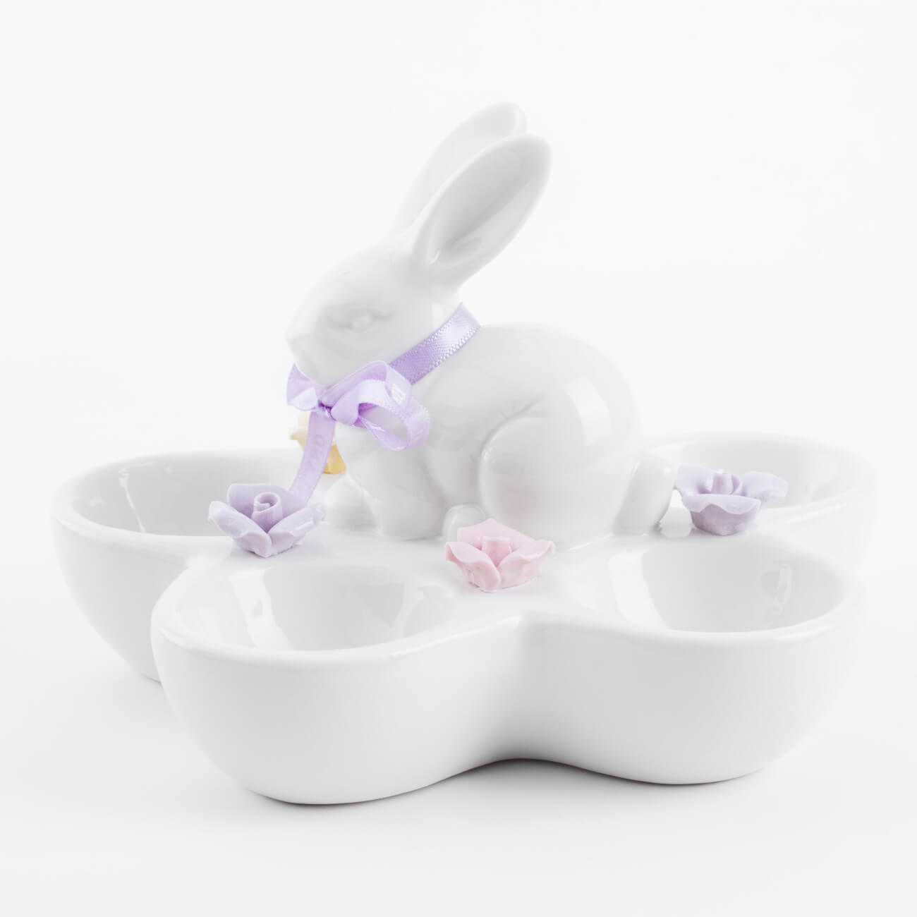 Блюдо пасхальное, 15х10 см, 5 отд, фарфор P, белое, Кролик с цветами, Pure Easter изображение № 1