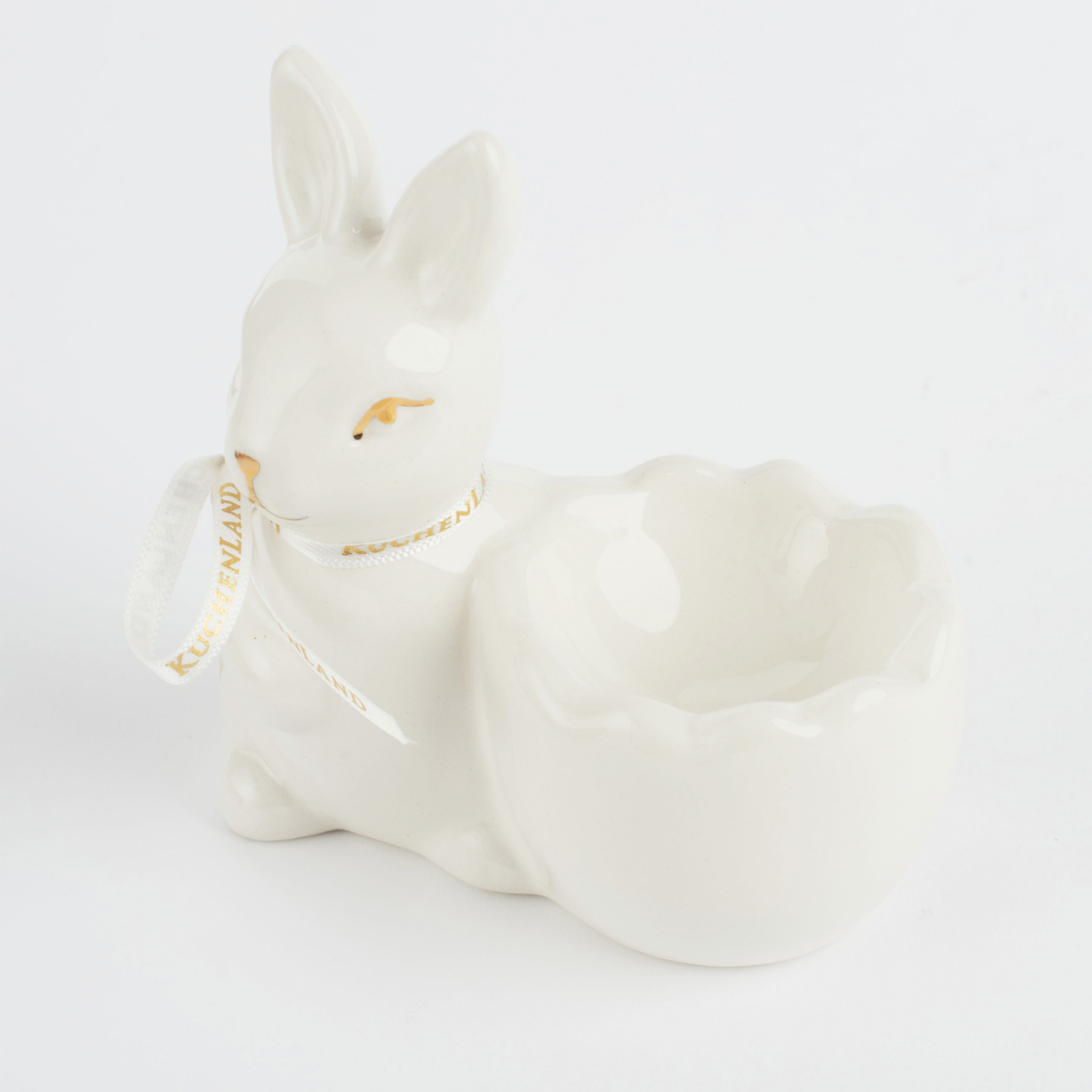 Подставка для яйца, 10 см, керамика, бело-золотистая, Кролик со скорлупкой, Easter gold изображение № 2