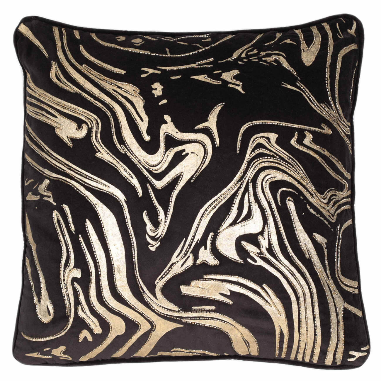 Подушка декоративная, 50х50 см, вельвет, черная, Линии, Art deco