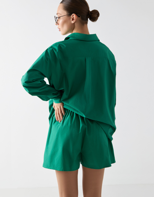 Рубашка женская, р. XL, с длинным рукавом, хлопок, зеленая, Teona