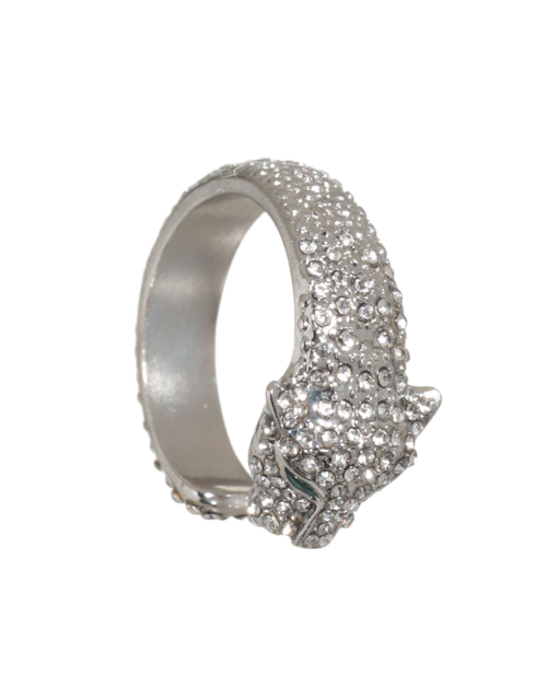 Кольцо, р. S-M, единый размер, металл/стразы, серебристое, Леопард, Jewelry