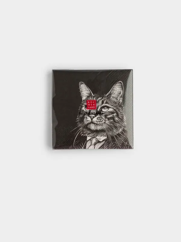 Салфетки бумажные, 21х21 см, 20 шт, Cat, image-4
