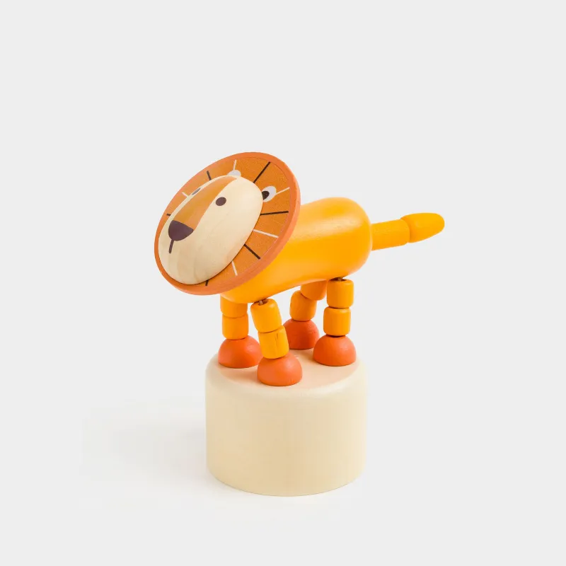 Игрушка, 9х4 см, дергунчик, дерево, желтая, Львенок, Leo