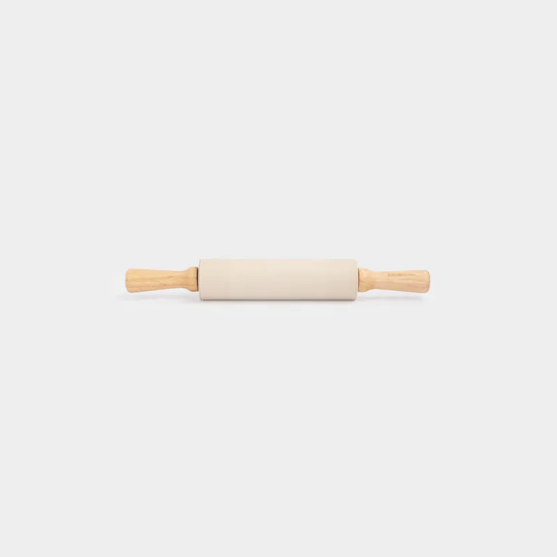 Скалка, 38 см, силикон/дерево, бежевая, Bakery